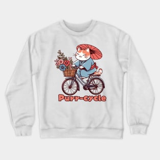 Japanese cat cycling Crewneck Sweatshirt